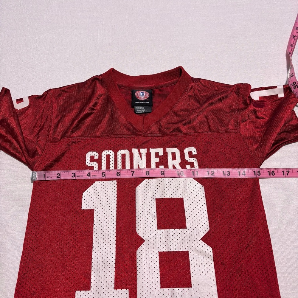 Kids Genuine Stuff Oklahoma Sooners #18 Home Football Jersey | Red | Size Small - Picture 6 of 8